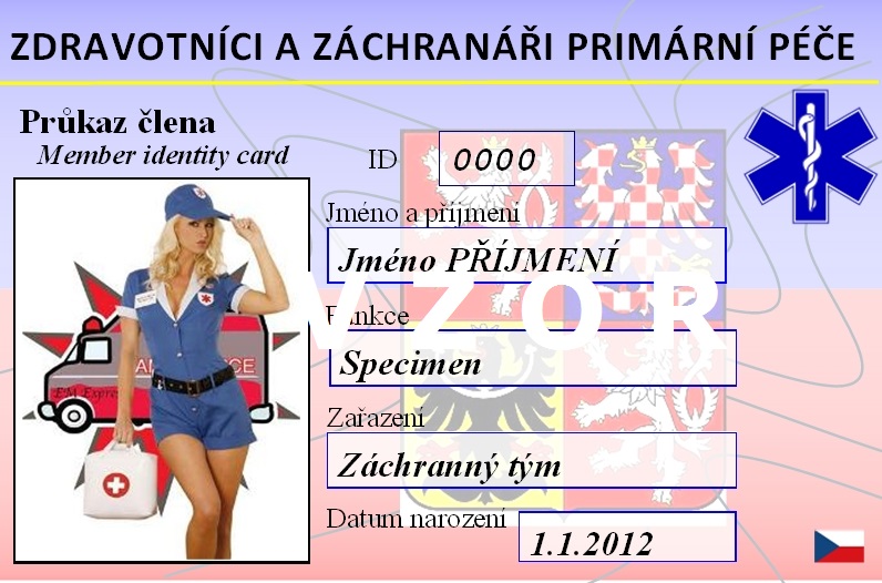 Průkaz člena ZZPP - přední strana